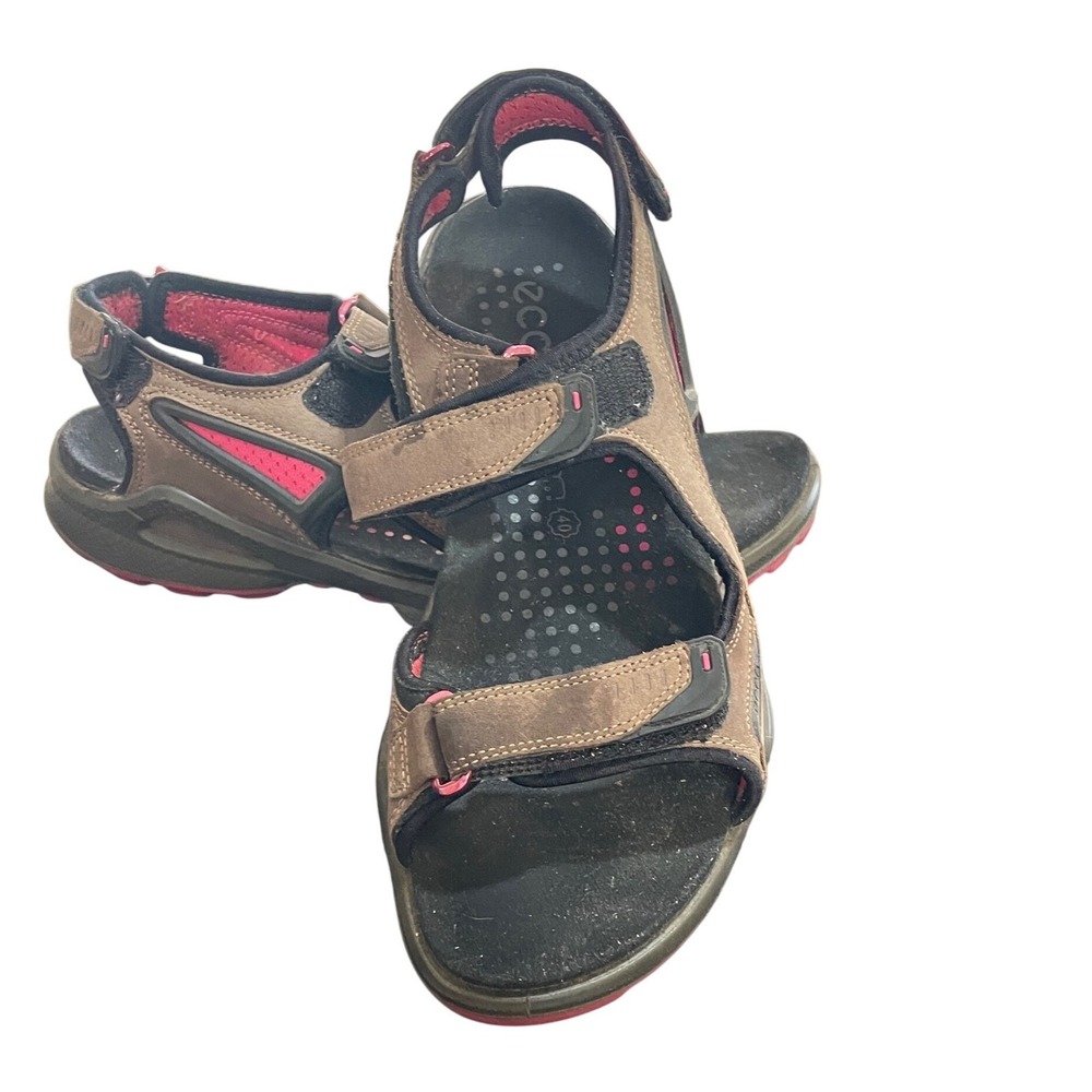 ECCO Offroad‎ Womens Brown Pink Nubuck Leather Hiking Sandals Size 40 9-9.5